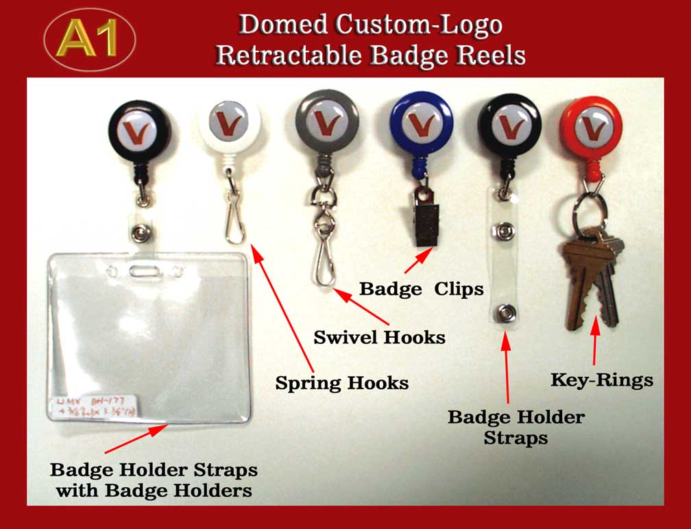 Domed Custom-Logo Retractable Reel for Name Badge holder or ID Card Holder