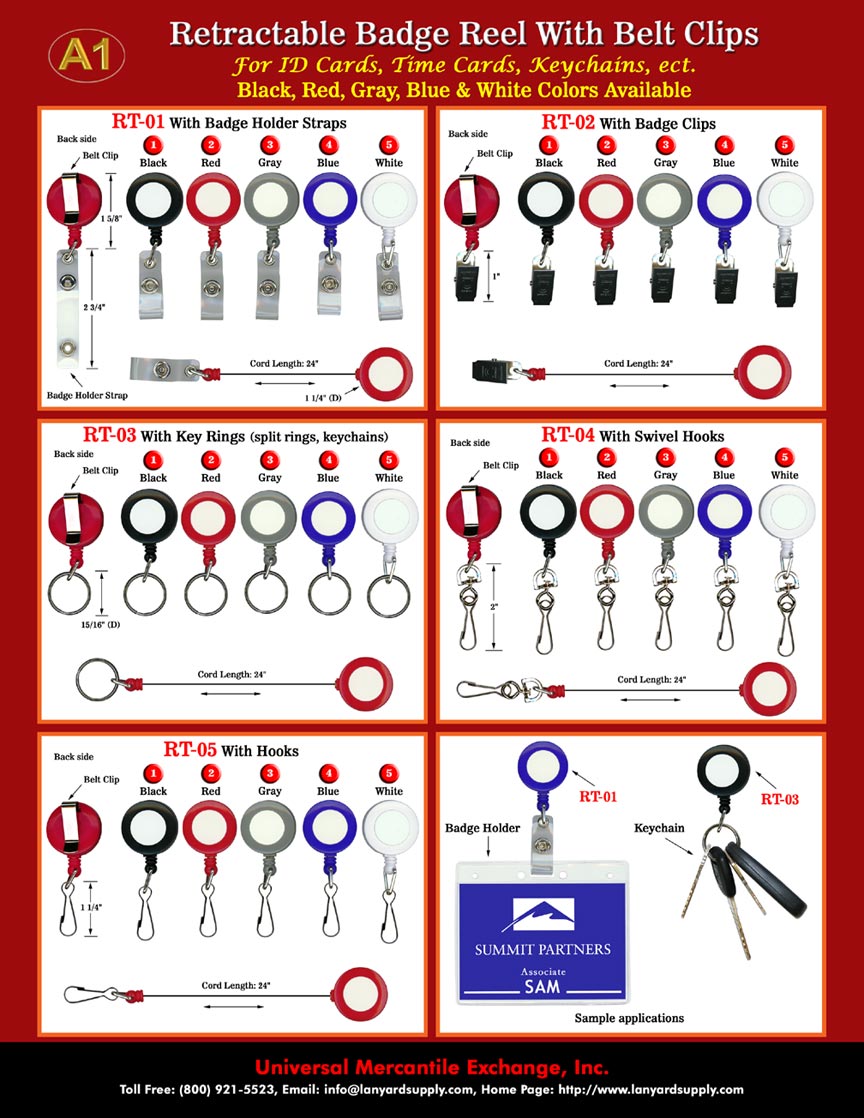 A1 Wholesale Retractable ID Holder, ID Holder Straps, ID Reel, ID Clip, Key  Ring, ID Holder Hook with Belt Clip