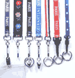mic. woven logo or embroidery lanyard with mic. hardware options of badge clip, key-rings, swivel hooks, plastic hooks