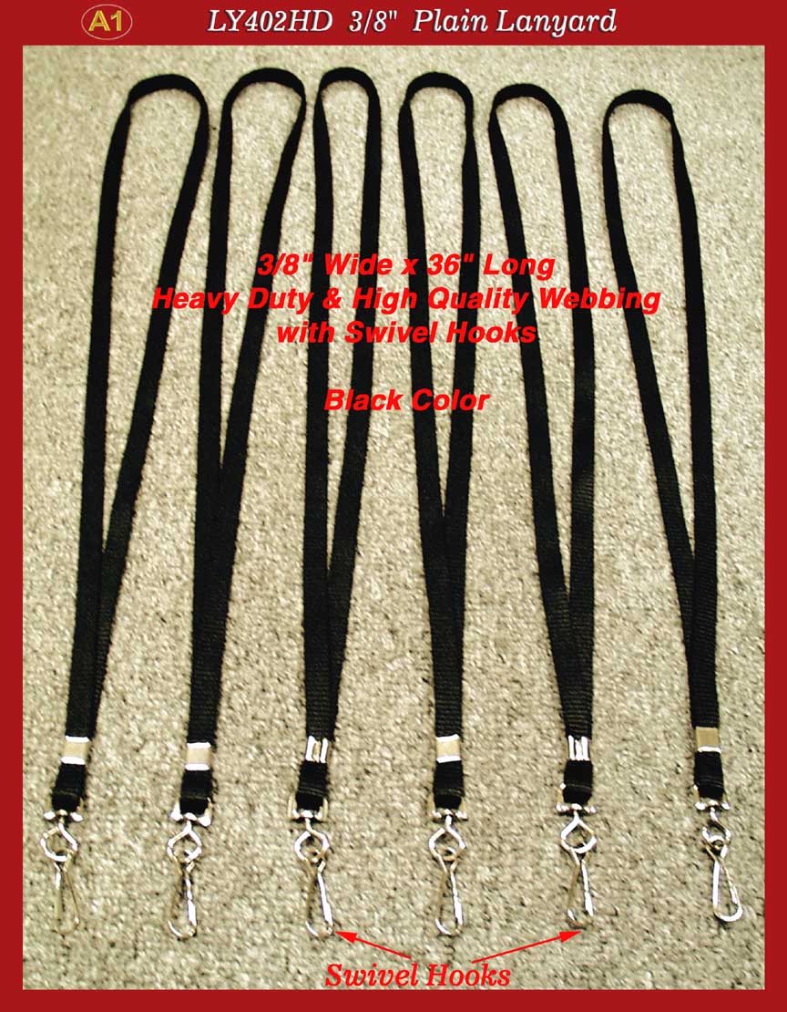 High-Quality and Heavy Duty Plain Lanyard - Black Color
