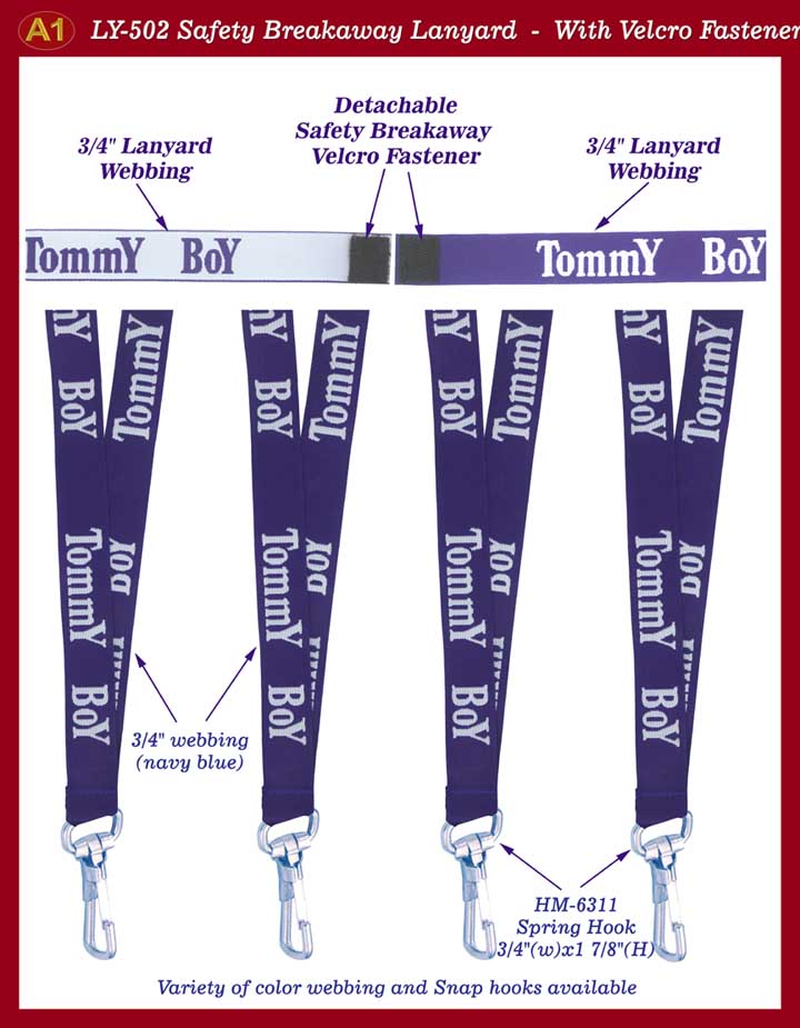 Safety Lanyard with Velcro Fastener: Safety Breakaway and Detachable lanyard