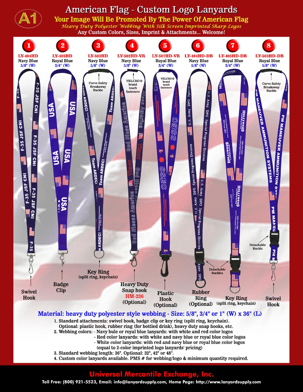 Heavy Duty Patriotic Lanyards with Option of Safety Break Away