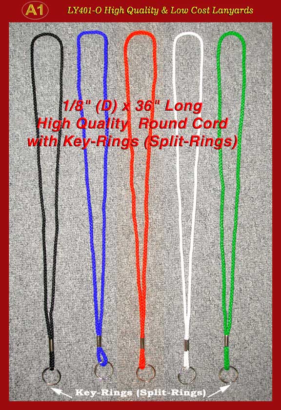 High-Quality and Low Cost Plain lanyard - with Key-Rings (Split-Rings)