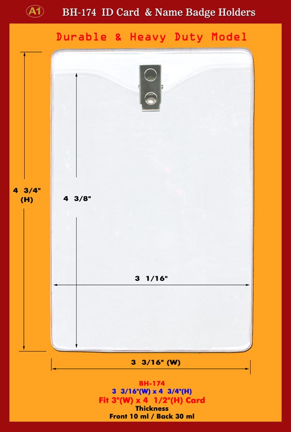 Long-Wear and Heavy Duty 3(w)x4 1/2(h) ID Name Badge Holders Supply