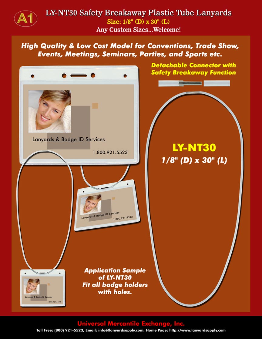 Neck Lanyard: High Quality and Low Cost LY-NT30 Safety Breakaway Plastic Tube Lanyards Supply